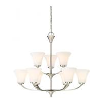 View 9 Light Brushed Nickel Frosted Glass Shades Chandelier Light Fixture