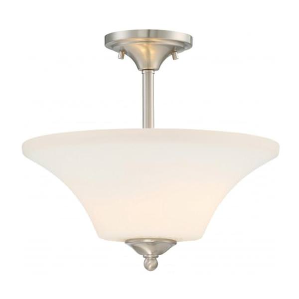 2 Light Brushed Nickel Frosted Glass Shade Ceiling Light Fixture