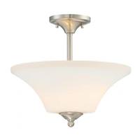 View 2 Light Brushed Nickel Frosted Glass Shade Ceiling Light Fixture