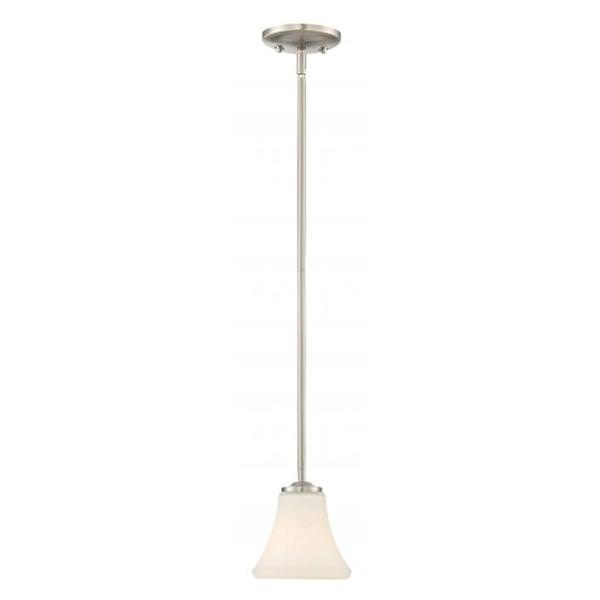 1 Light Brushed Nickel Frosted Glass Shade Mini Pendant Light Fixture