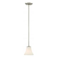 View 1 Light Brushed Nickel Frosted Glass Shade Mini Pendant Light Fixture