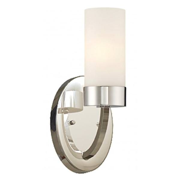 1 Light Polished Nickel Frosted Glass Shade Vanity Light Fixture