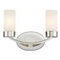 View 2 Light Polished Nickel Frosted Glass Shades Vanity Light Fixture