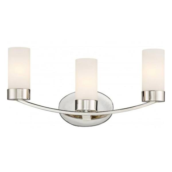3 Light Polished Nickel Frosted Glass Shades Vanity Light Fixture