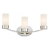 View 3 Light Polished Nickel Frosted Glass Shades Vanity Light Fixture