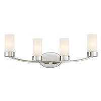 View 4 Light Polished Nickel Frosted Glass Shades Vanity Light Fixture