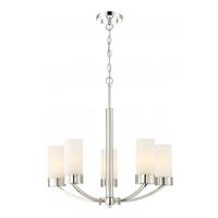 View 5 Light Polished Nickel Frosted Glass Shades Chandelier Light Fixture