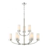View 9 Light Polished Nickel Frosted Glass Shades Chandelier Light Fixture