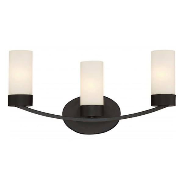3 Light Mahogany Bronze Frosted Glass Shades Vanity Light Fixture
