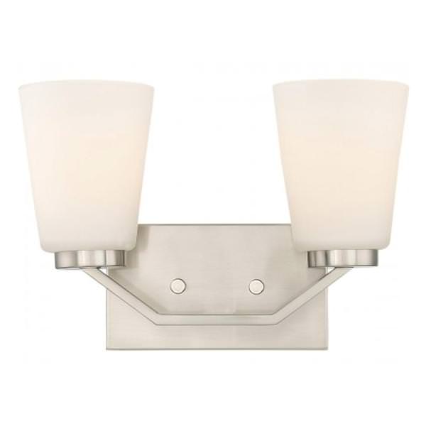 2 Light Brushed Nickel Frosted Glass Shades Vanity Light Fixture
