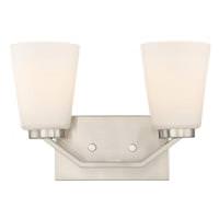 View 2 Light Brushed Nickel Frosted Glass Shades Vanity Light Fixture