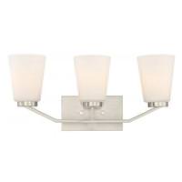 View 3 Light Brushed Nickel Frosted Glass Shades Vanity Light Fixture