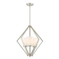 View 3 Light Brushed Nickel Frosted Glass Shades Pendant Light Fixture