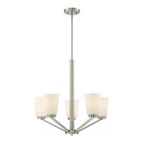 View 5 Light Brushed Nickel Frosted Glass Shades Chandelier Light Fixture