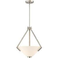 View 2 Light Brushed Nickel Frosted Glass Shade Pendant Light Fixture