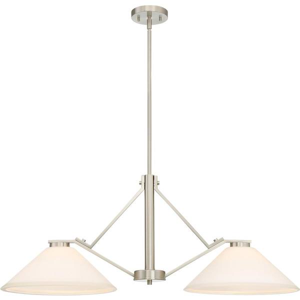 2 Light Brushed Nickel Frosted Glass Shades Island Pendant Light Fixture
