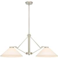 View 2 Light Brushed Nickel Frosted Glass Shades Island Pendant Light Fixture