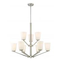 View 9 Light Brushed Nickel Frosted Glass Shades Chandelier Light Fixture