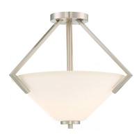 View 2 Light Brushed Nickel Frosted Glass Shade Ceiling Light Fixture
