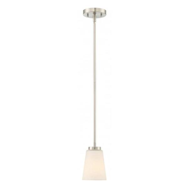 1 Light Brushed Nickel Frosted Glass Shade Pendant Light Fixture