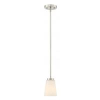 View 1 Light Brushed Nickel Frosted Glass Shade Pendant Light Fixture