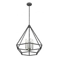 View 4 Light Iron Black with Brushed Nickel Accents Pendant Light Fixture
