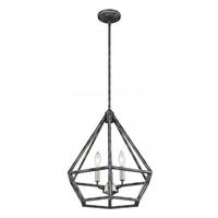 View 3 Light Iron Black with Brushed Nickel Accents Pendant Light Fixture
