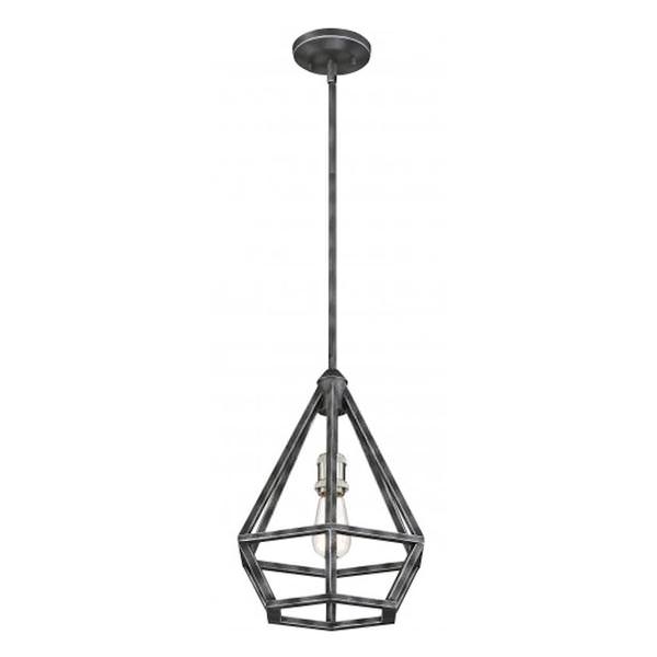 1 Light Iron Black with Brushed Nickel Accents Pendant Light Fixture