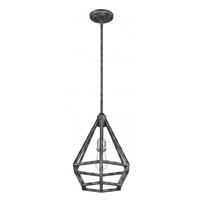 View 1 Light Iron Black with Brushed Nickel Accents Pendant Light Fixture