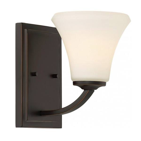 1 Light Mahogany Bronze Frosted Glass Shade Vanity Light Fixture