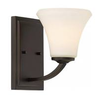 View 1 Light Mahogany Bronze Frosted Glass Shade Vanity Light Fixture