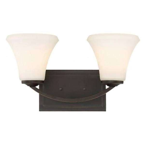 2 Light Mahogany Bronze Frosted Glass Shades Vanity Light Fixture