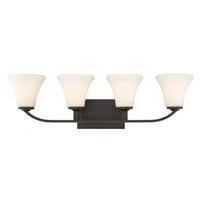 View 4 Light Mahogany Bronze Frosted Glass Shades Vanity Light Fixture