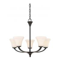View 5 Light Mahogany Bronze Frosted Glass Shades Chandelier Light Fixture
