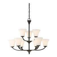 View 9 Light Mahogany Bronze Frosted Glass Shades Chandelier Light Fixture