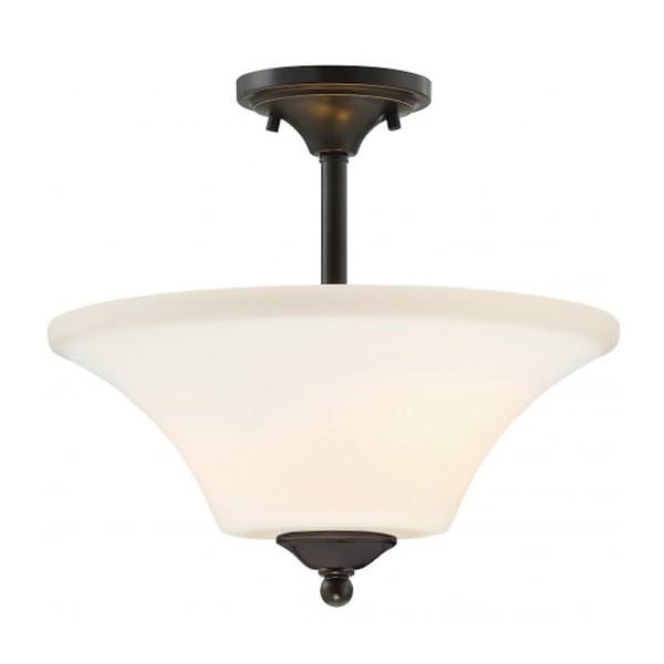 2 Light Mahogany Bronze Frosted Glass Shade Ceiling Light Fixture
