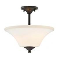 View 2 Light Mahogany Bronze Frosted Glass Shade Ceiling Light Fixture