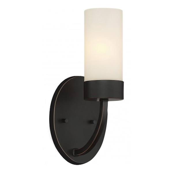 1 Light Mahogany Bronze Frosted Glass Shade Vanity Light Fixture