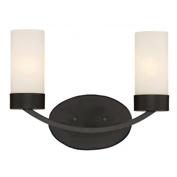 2 Light Mahogany Bronze Frosted Glass Shades Vanity Light Fixture