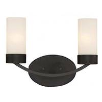 View 2 Light Mahogany Bronze Frosted Glass Shades Vanity Light Fixture
