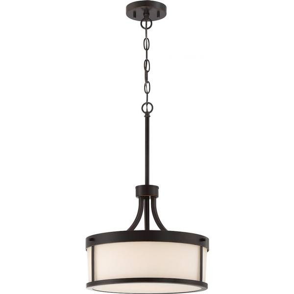 2 Light Mahogany Bronze Frosted Glass Shade Pendant Light Fixture