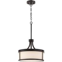 View 2 Light Mahogany Bronze Frosted Glass Shade Pendant Light Fixture