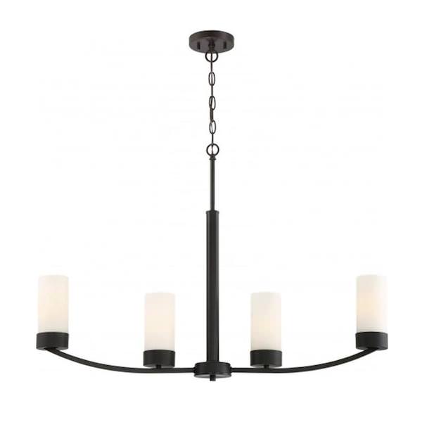 4 Light Mahogany Bronze Frosted Glass Shades Island Pendant Light Fixture