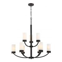 View 9 Light Mahogany Bronze Frosted Glass Shades Chandelier Light Fixture