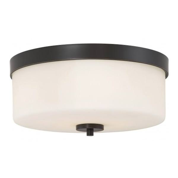 2 Light Mahogany Bronze Frosted Glass Shade Ceiling Light Fixture