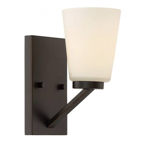 1 Light Mahogany Bronze Frosted Glass Shade Vanity Light Fixture
