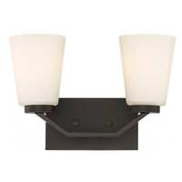 View 2 Light Mahogany Bronze Frosted Glass Shades Vanity Light Fixture