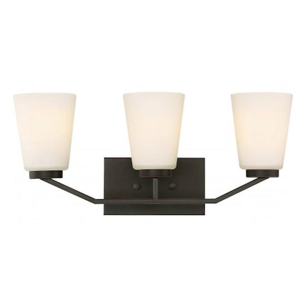 3 Light Mahogany Bronze Frosted Glass Shades Vanity Light Fixture