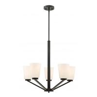 View 5 Light Mahogany Bronze Frosted Glass Shades Chandelier Light Fixture