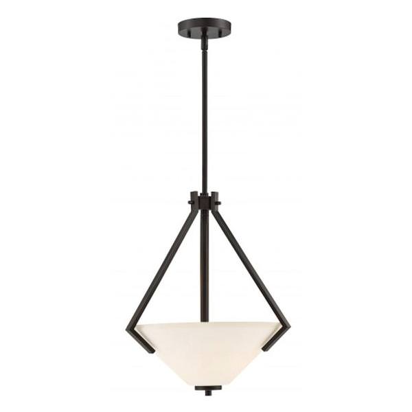 2 Light Mahogany Bronze Frosted Glass Shade Pendant Light Fixture